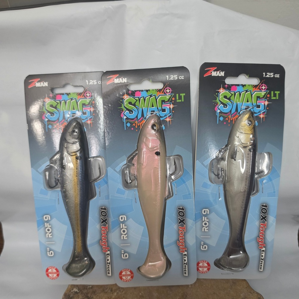 Z-Man SWAG LT Swimbait 6" 1.25oz Multicolor NEW Lot of 3 ElaZtech ROF 9